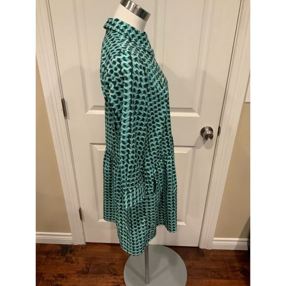 Tuckernuck Green White Wavy Striped Geometric Hayes Dress, Size Small - Picture 4 of 7